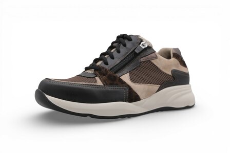 Durea  Fleur Sneaker met Rits Zwart/Seppia/Bruin