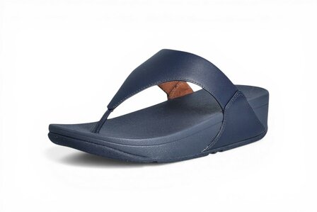 FitFlop Lulu Leather Toepost- Metallic Cosmic Blue