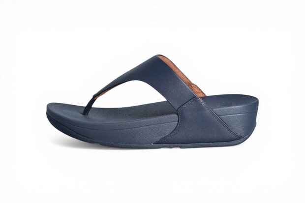 FitFlop Lulu Leather Toepost- Metallic Cosmic Blue
