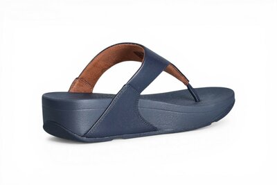 FitFlop Lulu Leather Toepost- Metallic Cosmic Blue